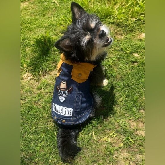 Kinda Sus– 1 of 1 Custom Dog Denim Jacket (Size XS) - Picture 2 of 3